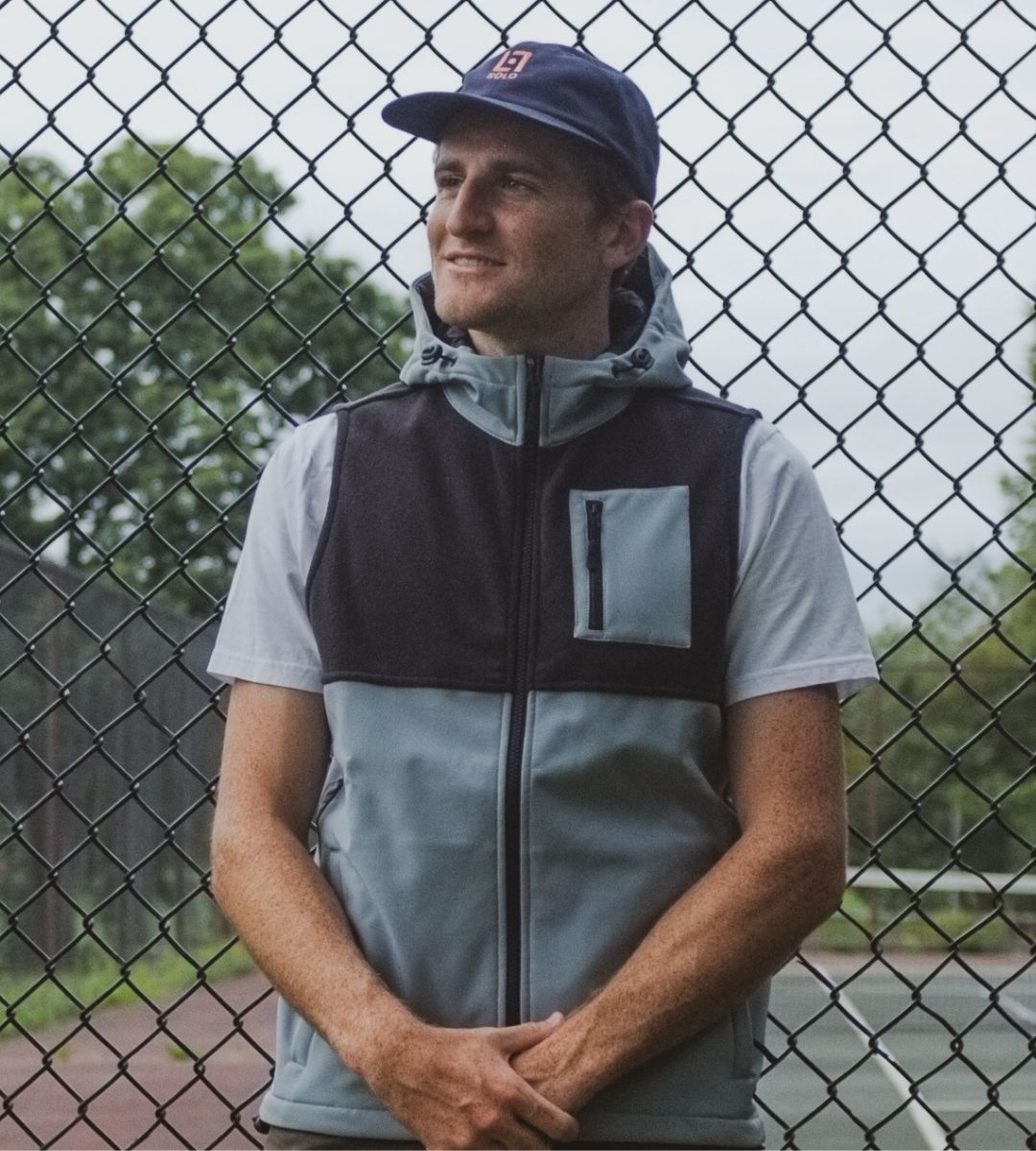 Fleece Blocked Hooded Vest