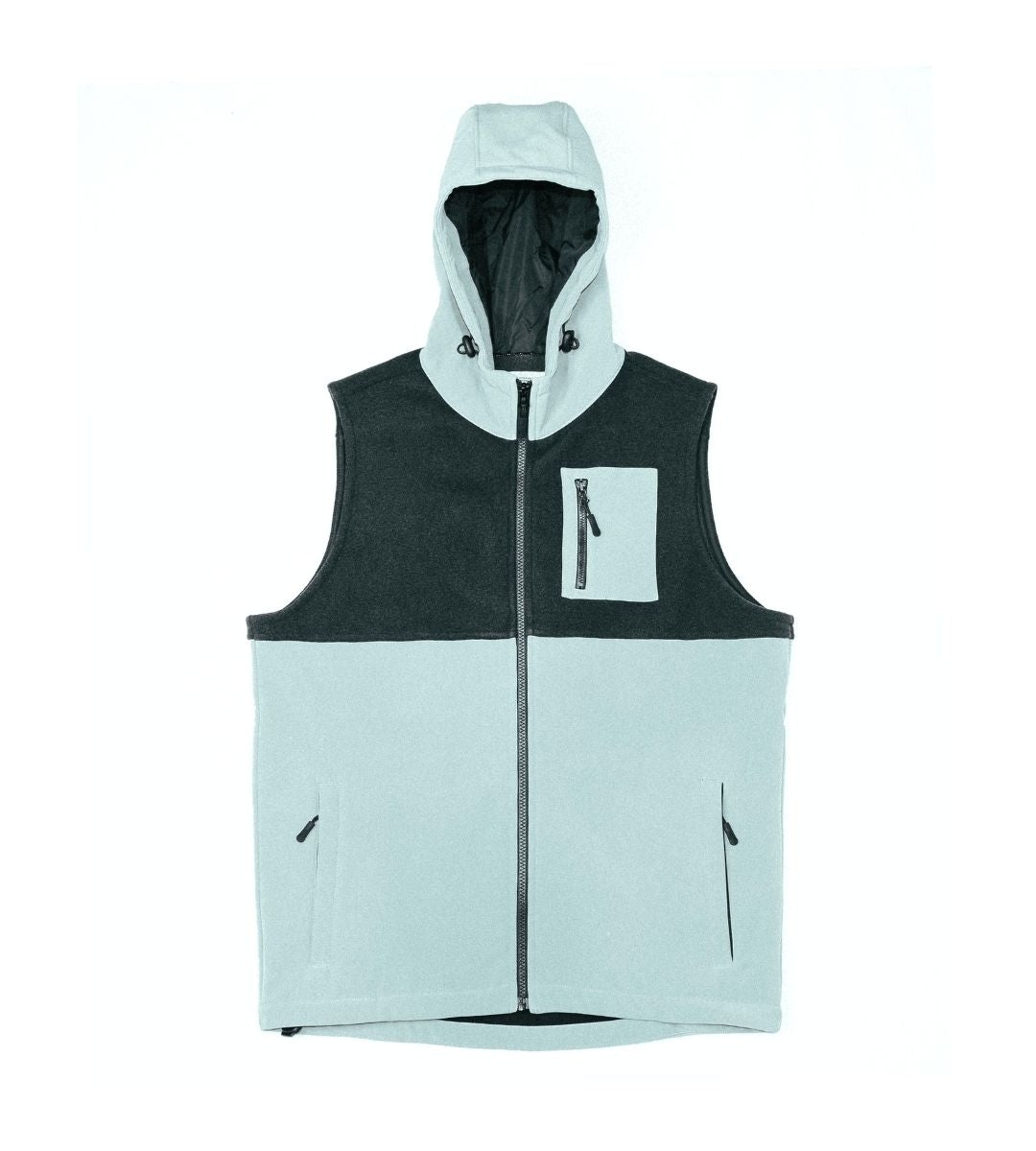 Fleece Blocked Hooded Vest
